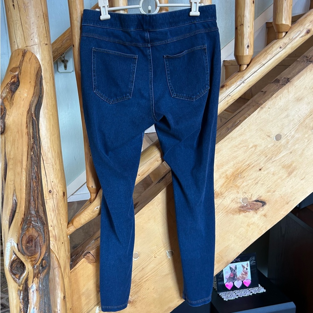 HUE Dark Blue stretch denim leggings / jeggings - Picture 2 of 7